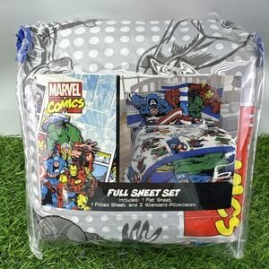 Marvel Comics Full Sheet Set Includes Flat & Fitted Sheets & 2 Pillowcases Hulk
